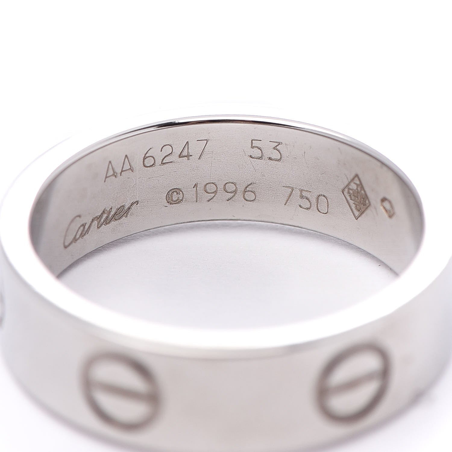 Cartier 18K White Gold 5.5mm LOVE Ring 53 6.25 4 of 4
