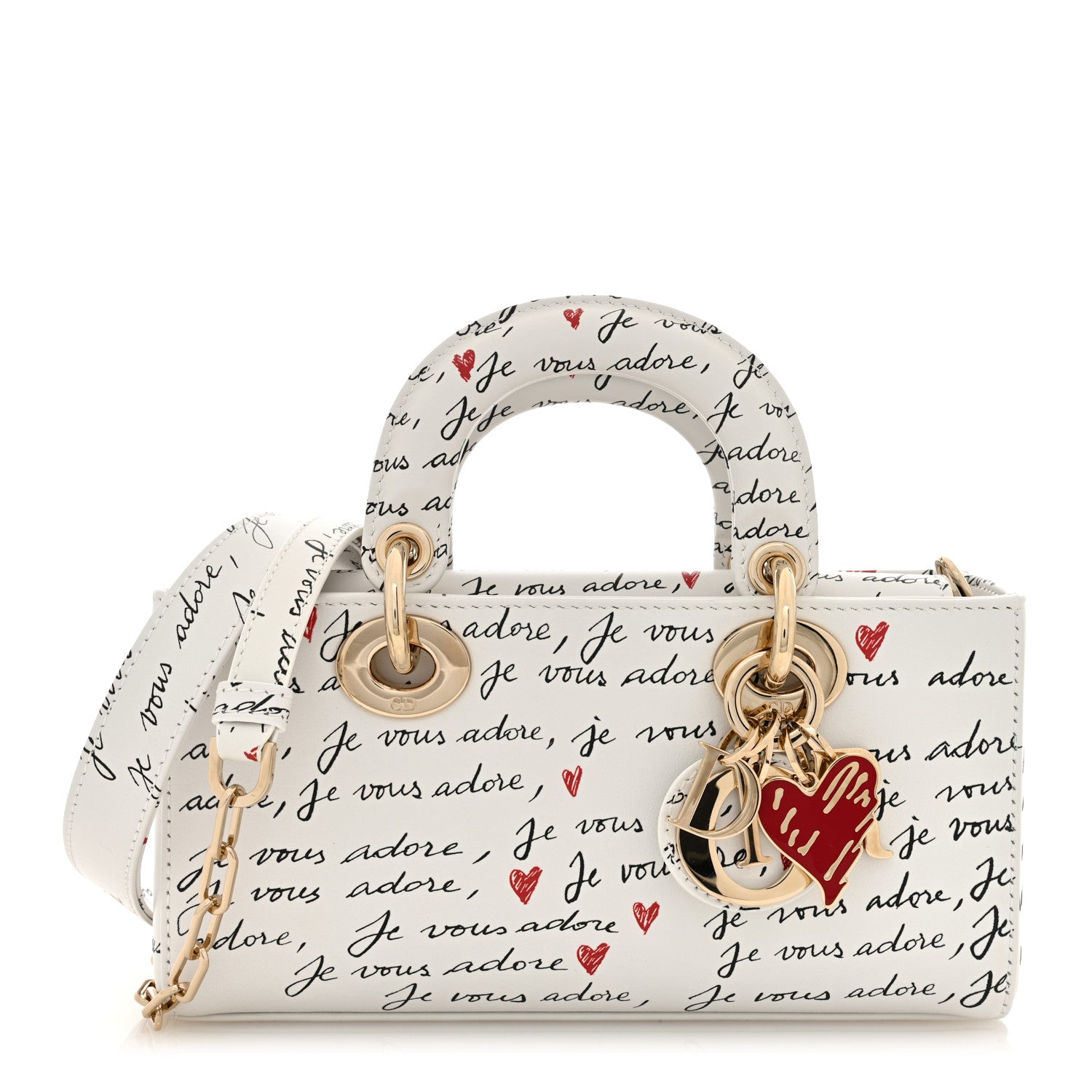 Christian Dior Calfskin Je Vous Adore Dioramour Small Lady D-Joy White Black Red 1 of 10