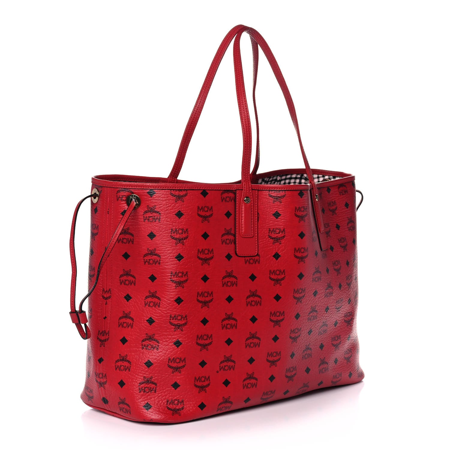 MCM Visetos Large Liz Reversible Shopper Tote Ruby Red 3 of 13
