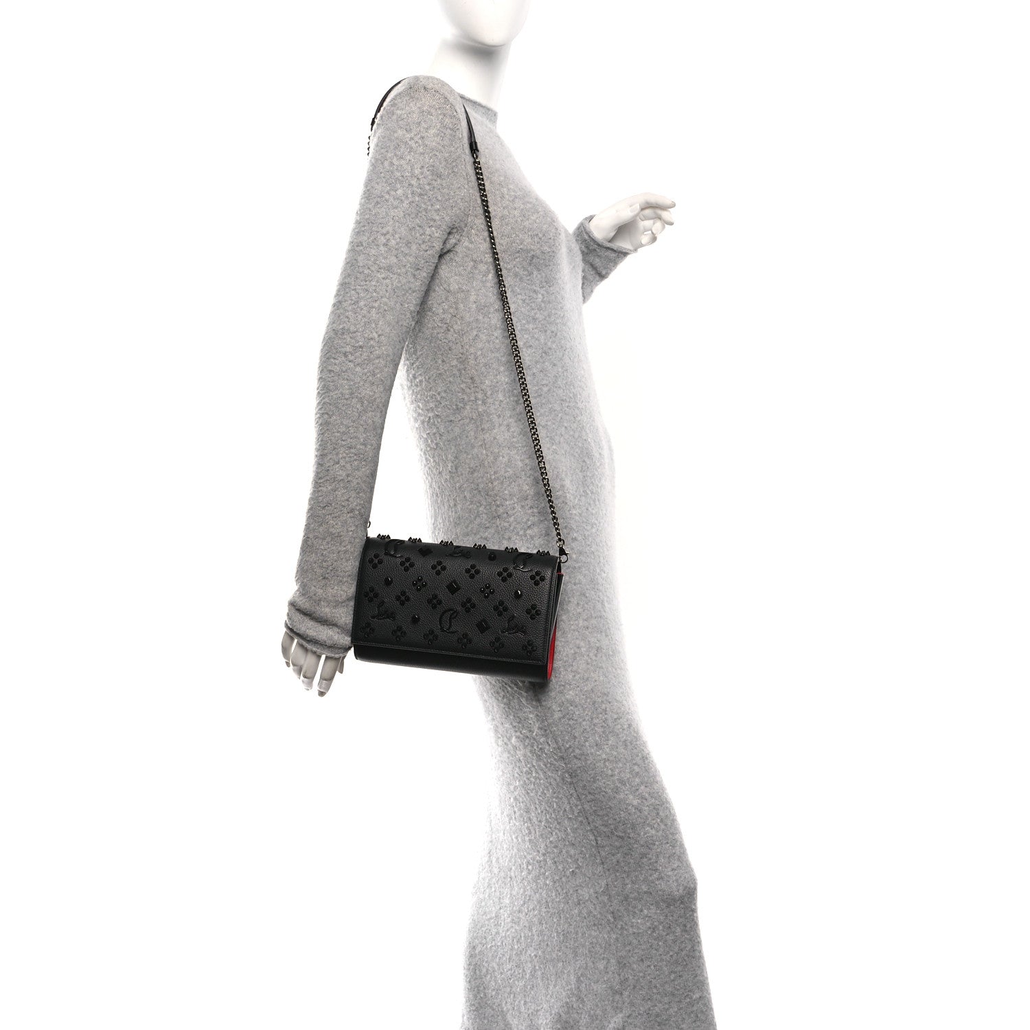 Christian Louboutin Calfskin Spikes Loubinthesky Paloma Clutch Black 2 of 11
