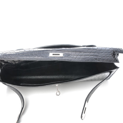 Hermes Shiny Niloticus Crocodile Kelly Cut Pochette Black 5 of 21