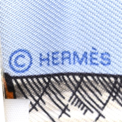 Hermes Silk Cavalcades Twilly Bleu Ciel Creme Vert 3 of 4