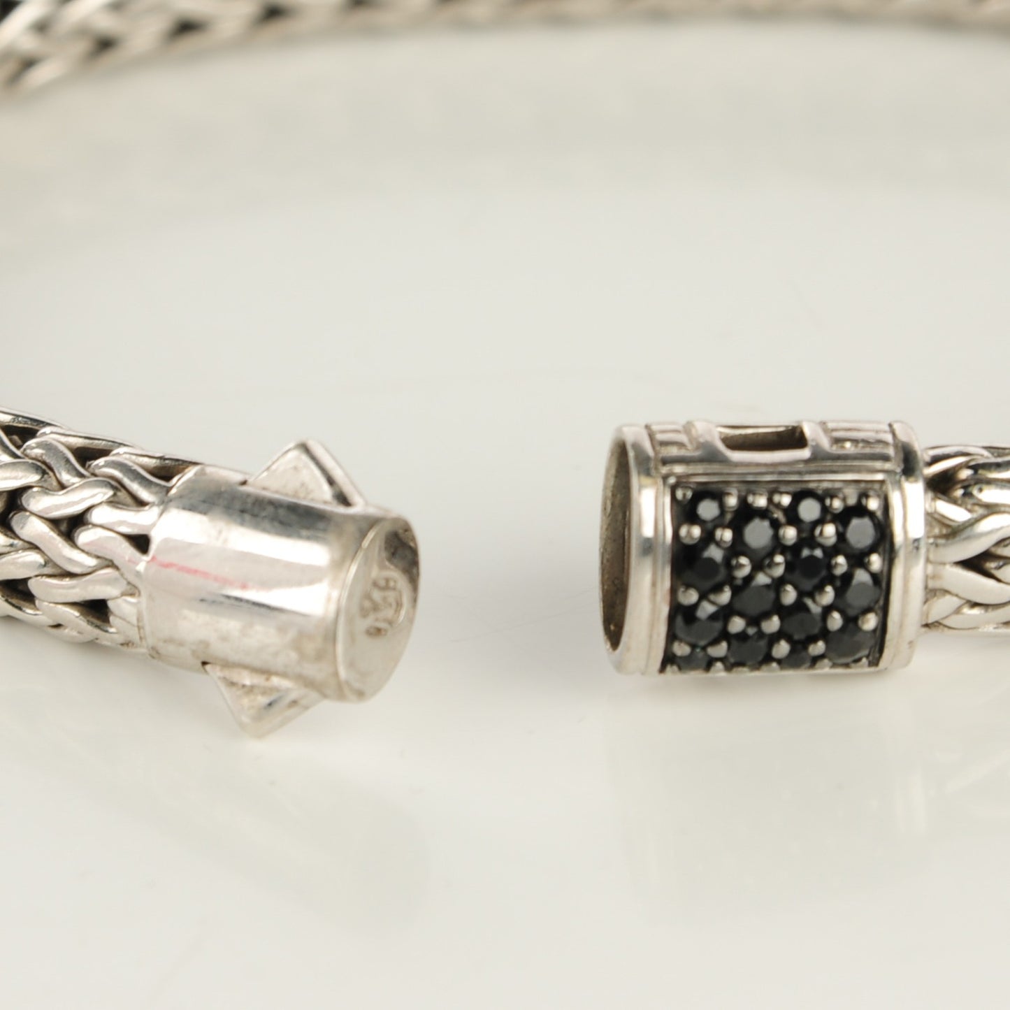 Sterling Silver Black Sapphire Extra Small Classic Chain Clasp Bracelet M