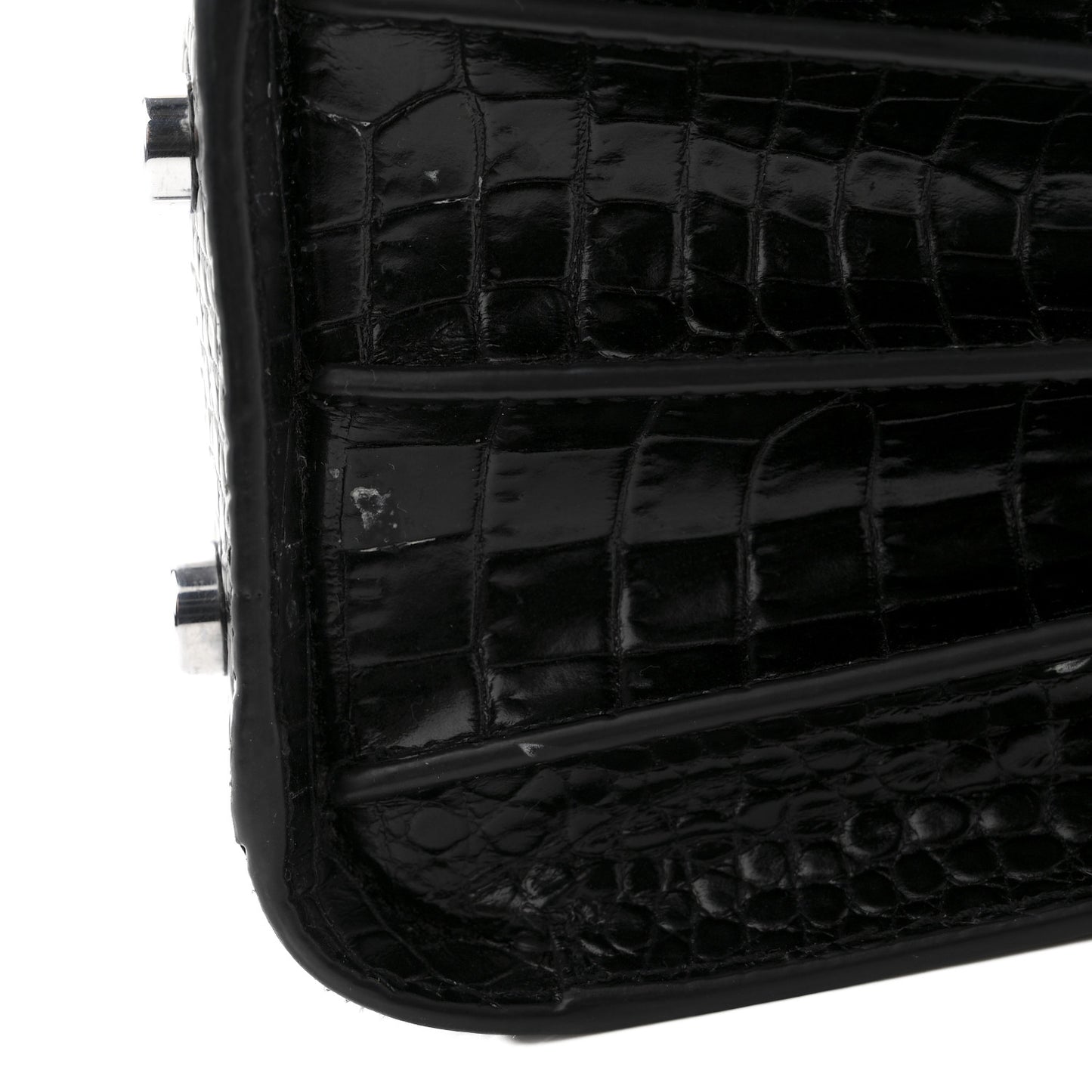 Calfskin Crocodile Embossed Nano Sac De Jour Black
