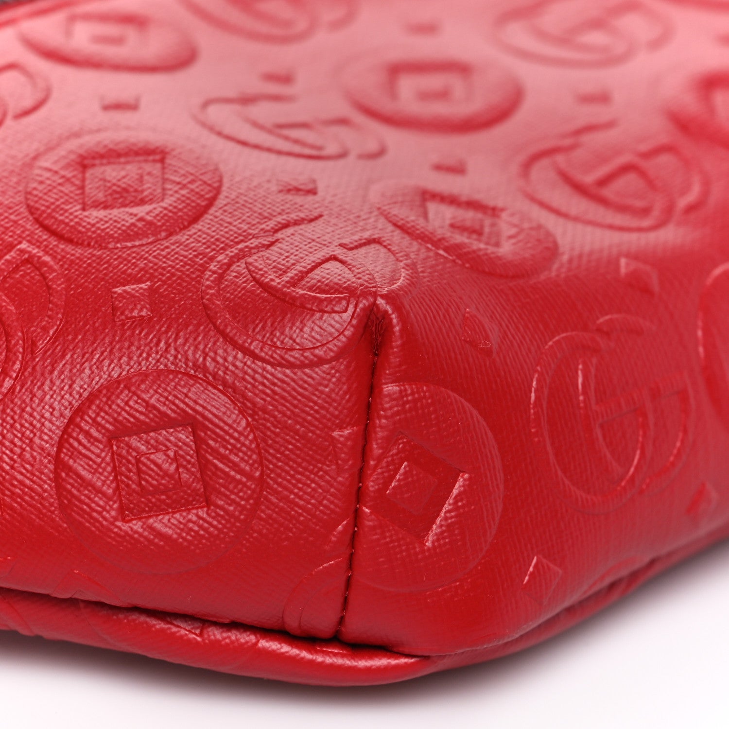 Gucci Calfskin Double G Embossed Childrens Belt Bag Red 9 of 10