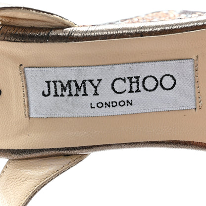 Jimmy Choo Glitter Fabric Metallic Calfskin 120 Wedge Sandals 38 Gold 8 of 8