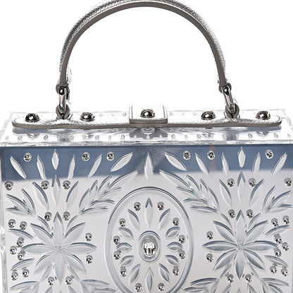 Dolce & Gabbana Plexiglass Embellished Metallic Dauphine Box Bag Argento 18 of 21