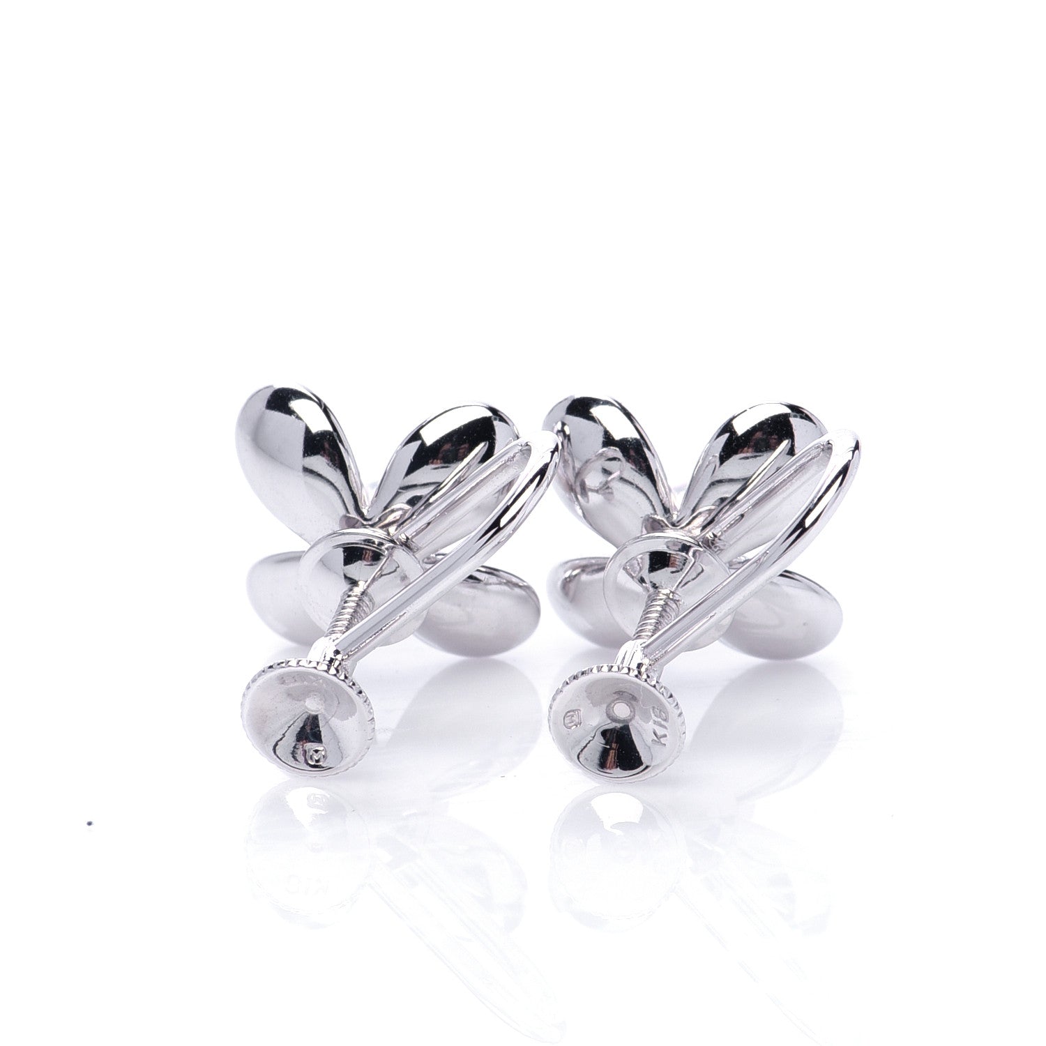 Mikimoto 18K White Gold 4.5mm Akoya Pearl Flower Screw-Back Earrings 4 of 5