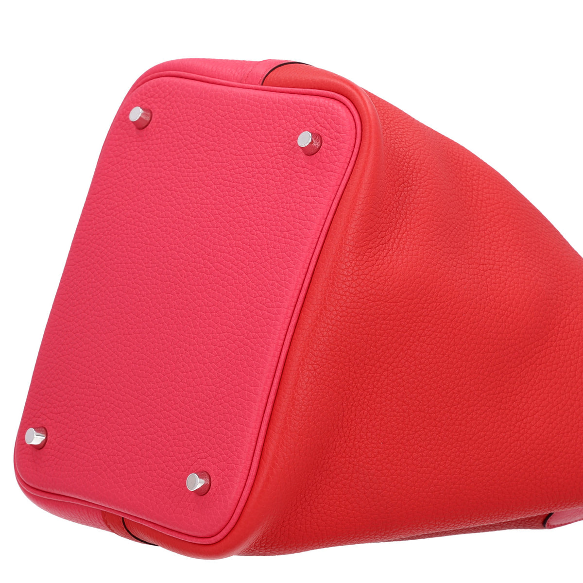 Hermes Taurillon Clemence Casaque Picotin Lock 22 MM Rouge De Coeur Rose Extreme Bleu Zanzibar 10 of 10