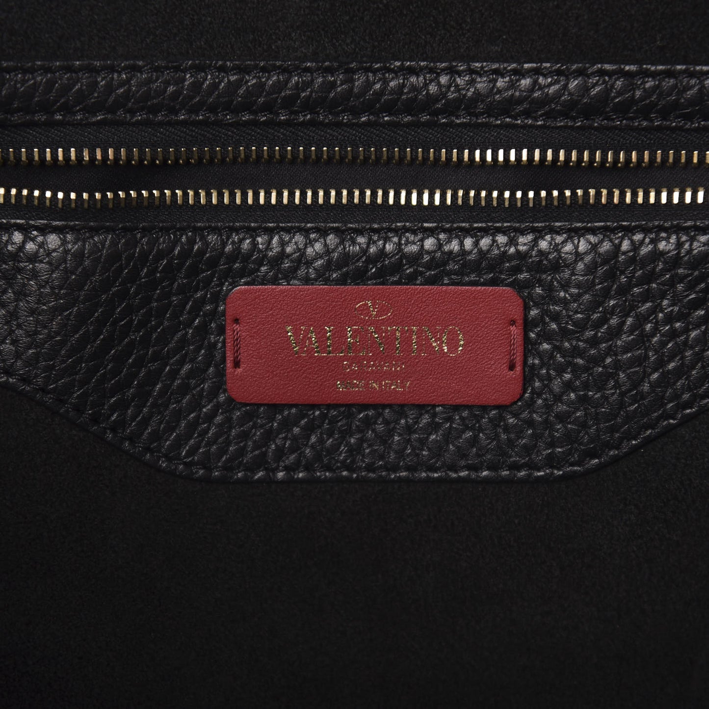 Grained Calfskin Small Rockstud Shoulder Tote Black