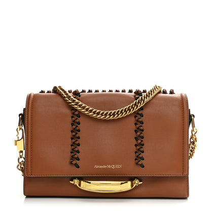 Alexander McQueen Calfskin Braided The Story Shoulder Bag Brown Black 1 of 8