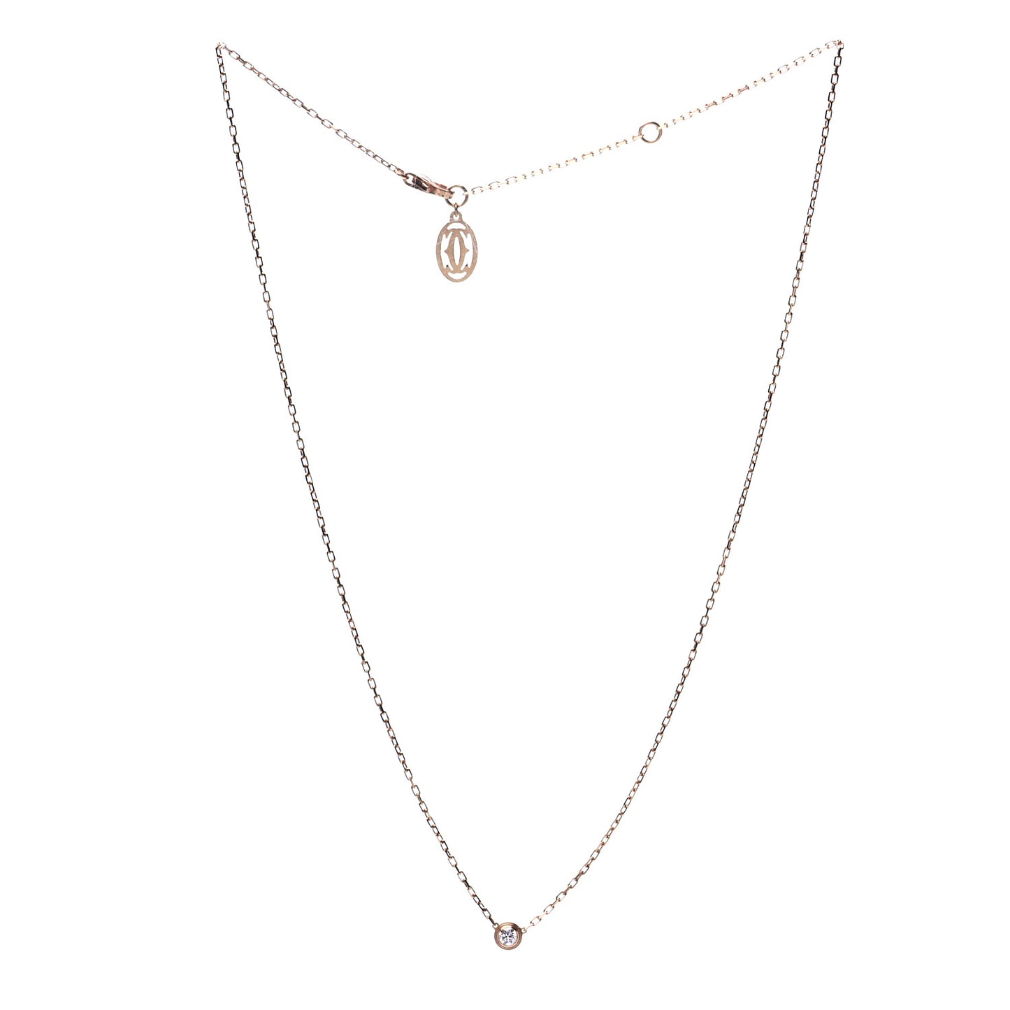 18K Pink Gold Diamond SM D'Amour Pendant Necklace