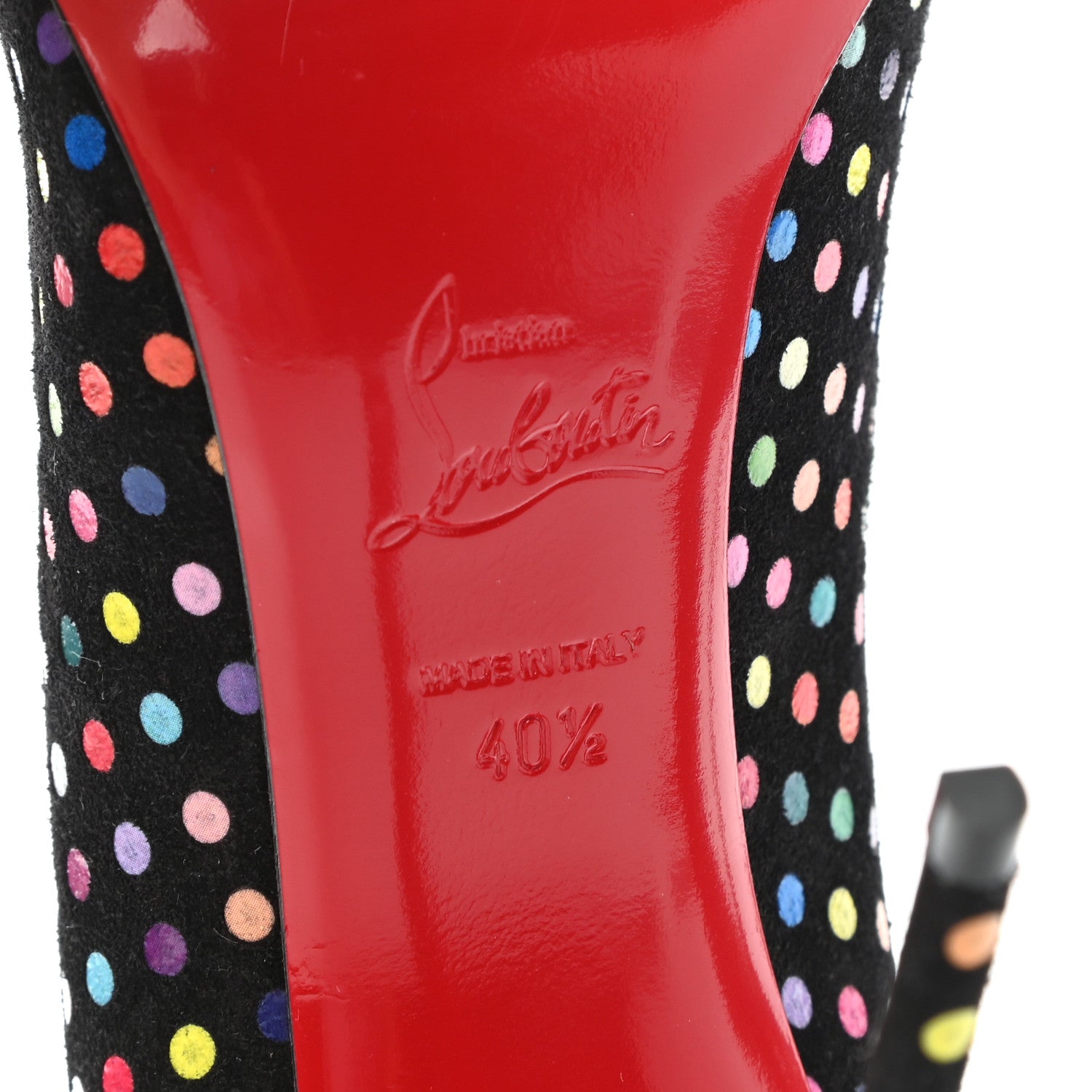 Christian Louboutin Suede Polka Dot Hot Chick 100 Pumps 40.5 Black Multicolor 6 of 8