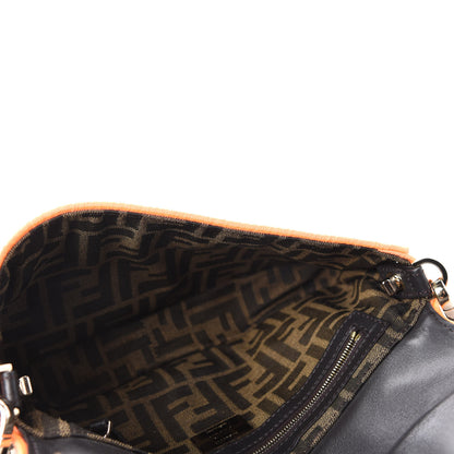 Fendi Fabric Jacquard FF 1974 Plant Embroidered Baguette Tobacco Moro Orange 5 of 10