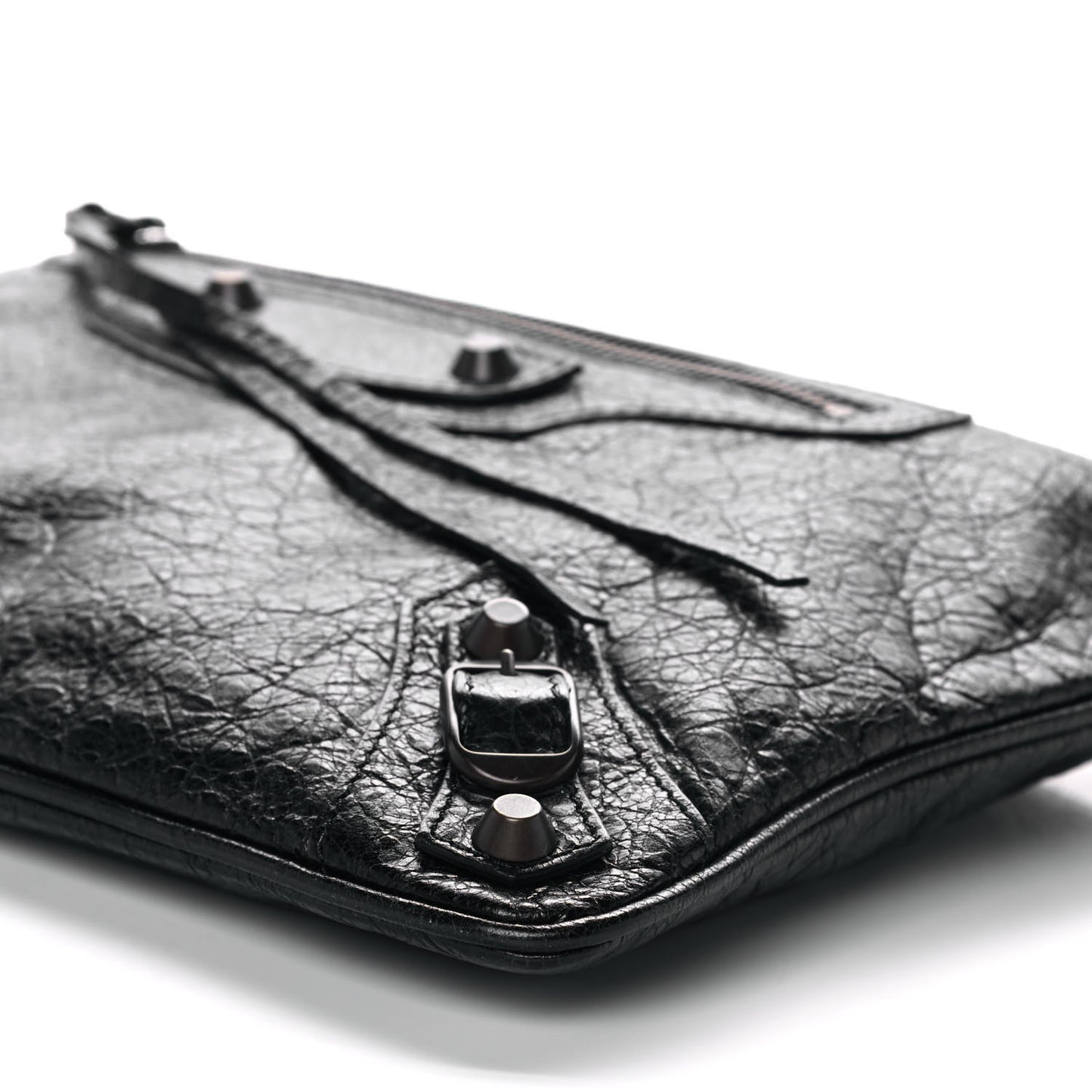Agneau Classic Hardware Flat Handle Clutch Black