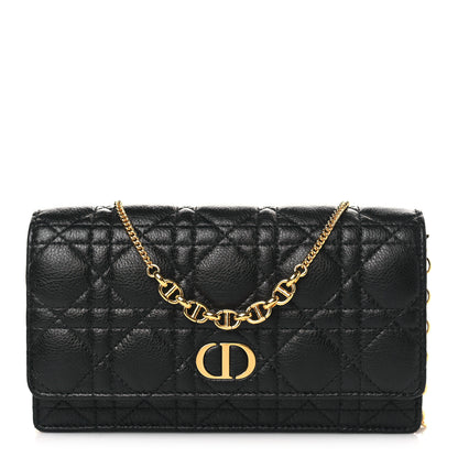 Christian Dior Supple Calfskin Caro Pouch with Chain Black 1 of 10