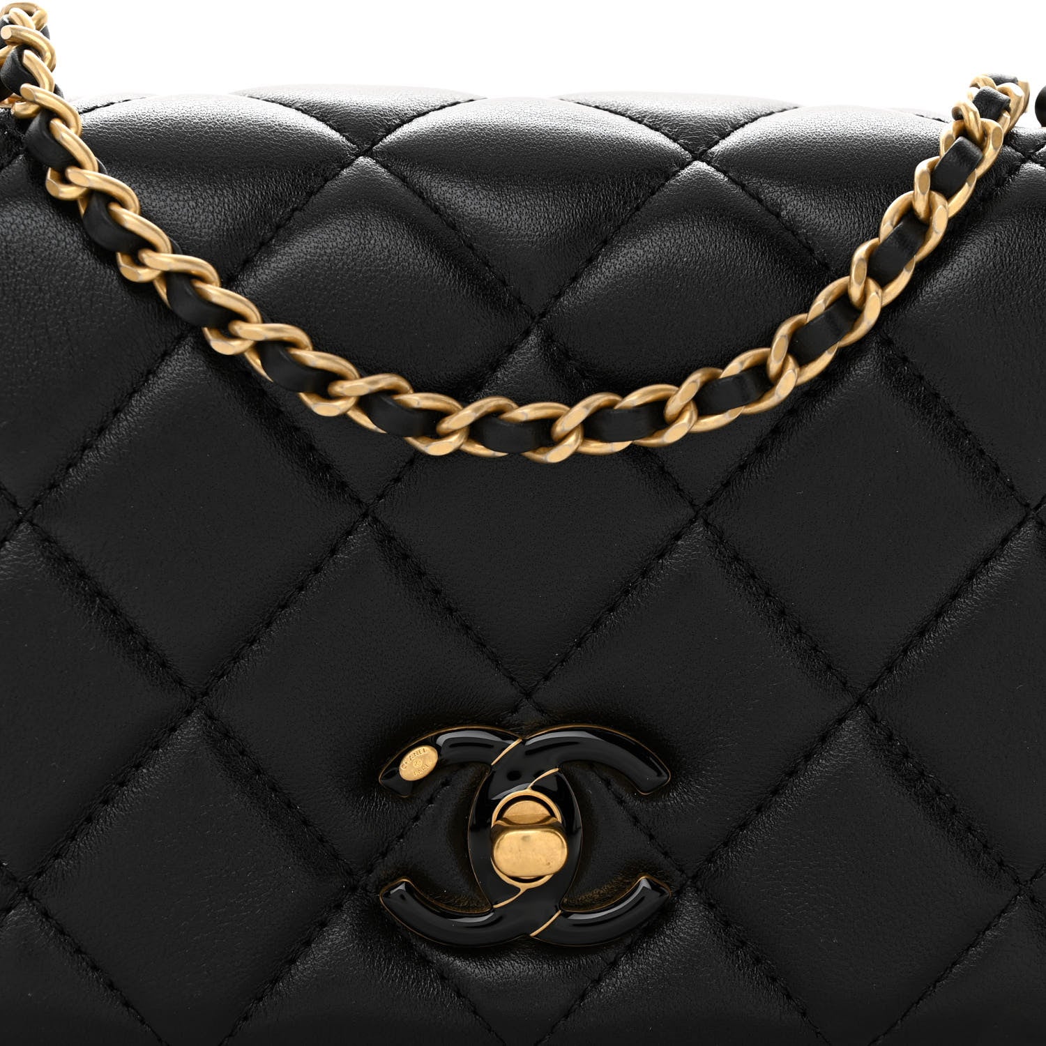 Chanel Shiny Lambskin Quilted Enamel CC Mini Flap Black 8 of 11