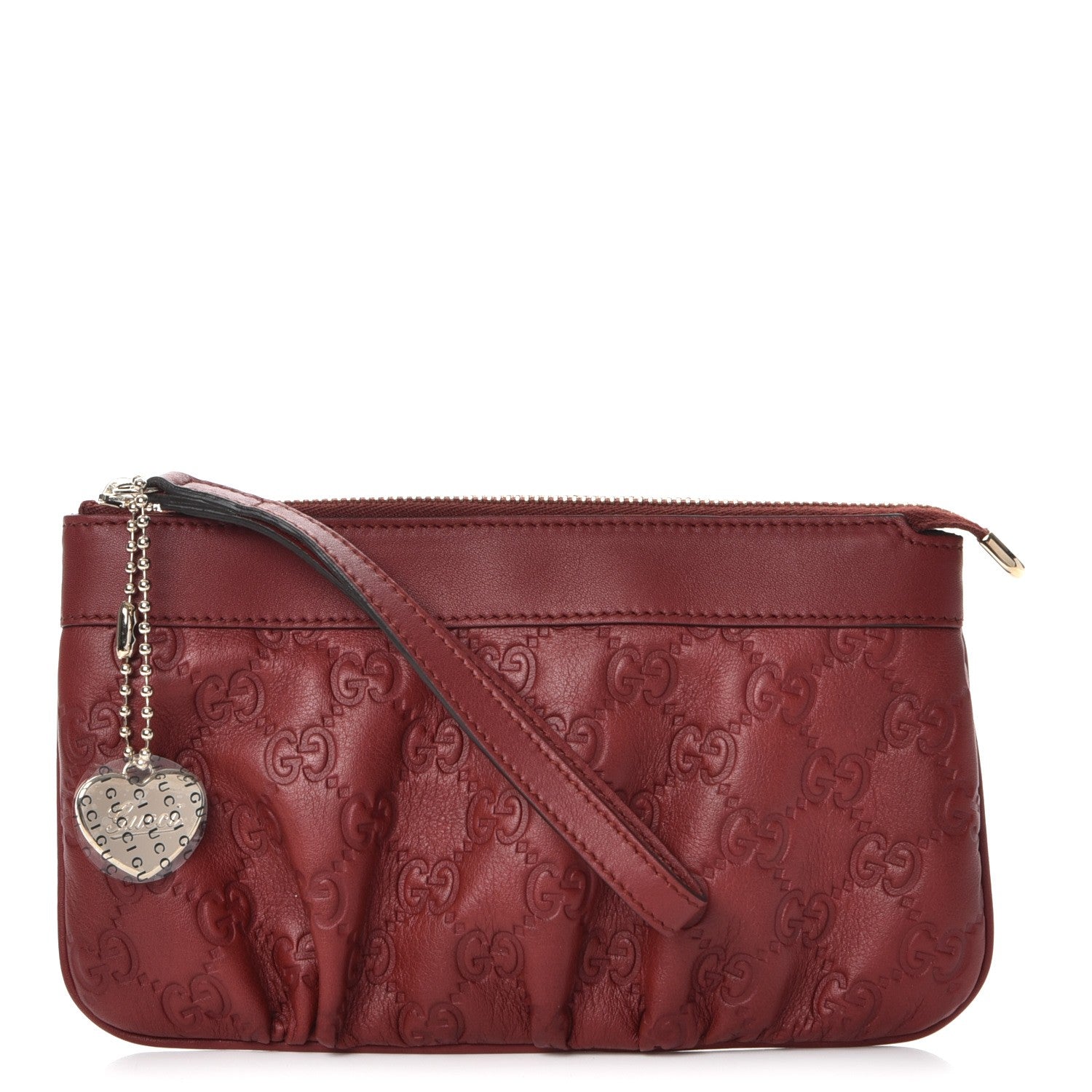Gucci Guccissima Heart Wristlet Bordeaux 1 of 8
