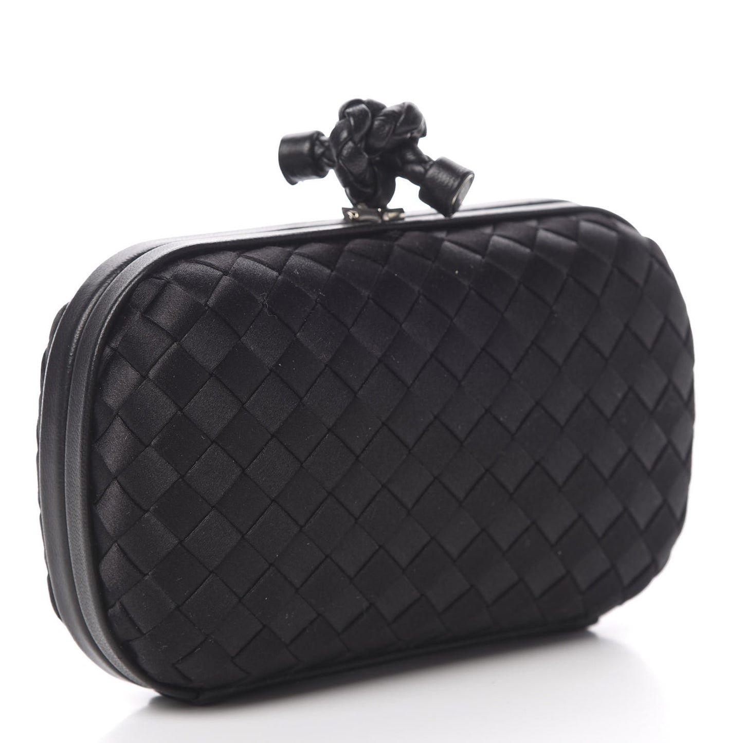 Satin Intreccio Impero Knot Clutch Black