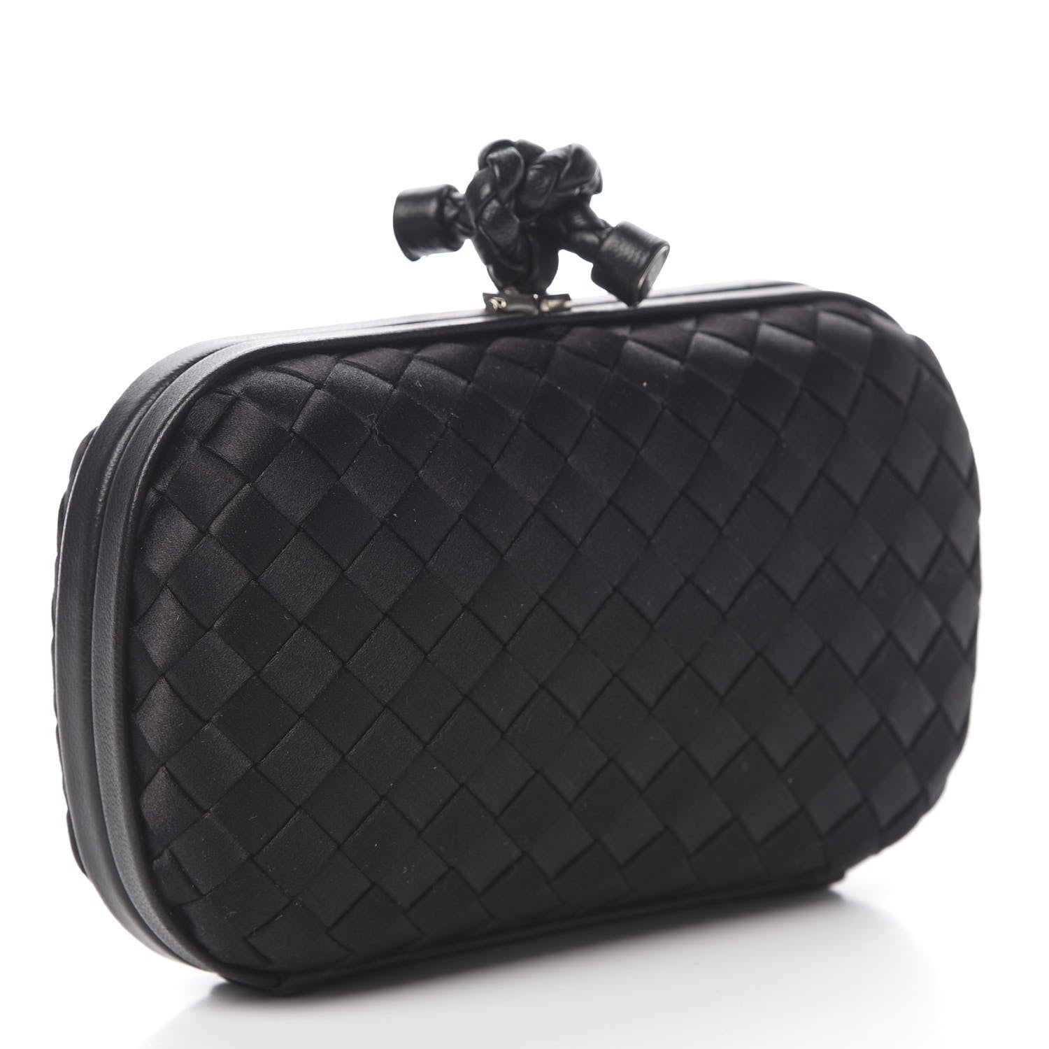 Bottega Veneta Satin Intreccio Impero Knot Clutch Black 3 of 6