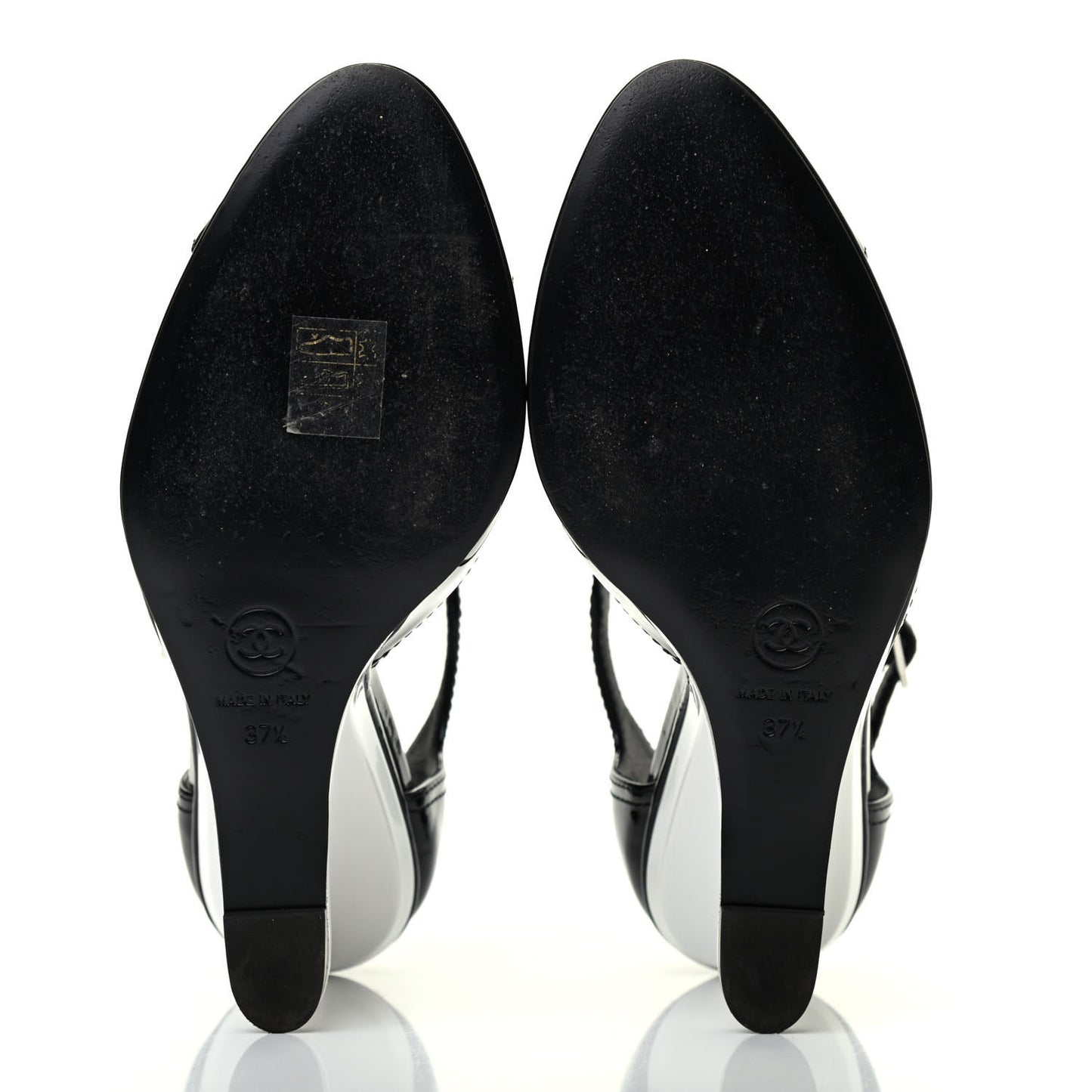 Patent Cap Toe CC Wedge Pumps 37.5 Black White