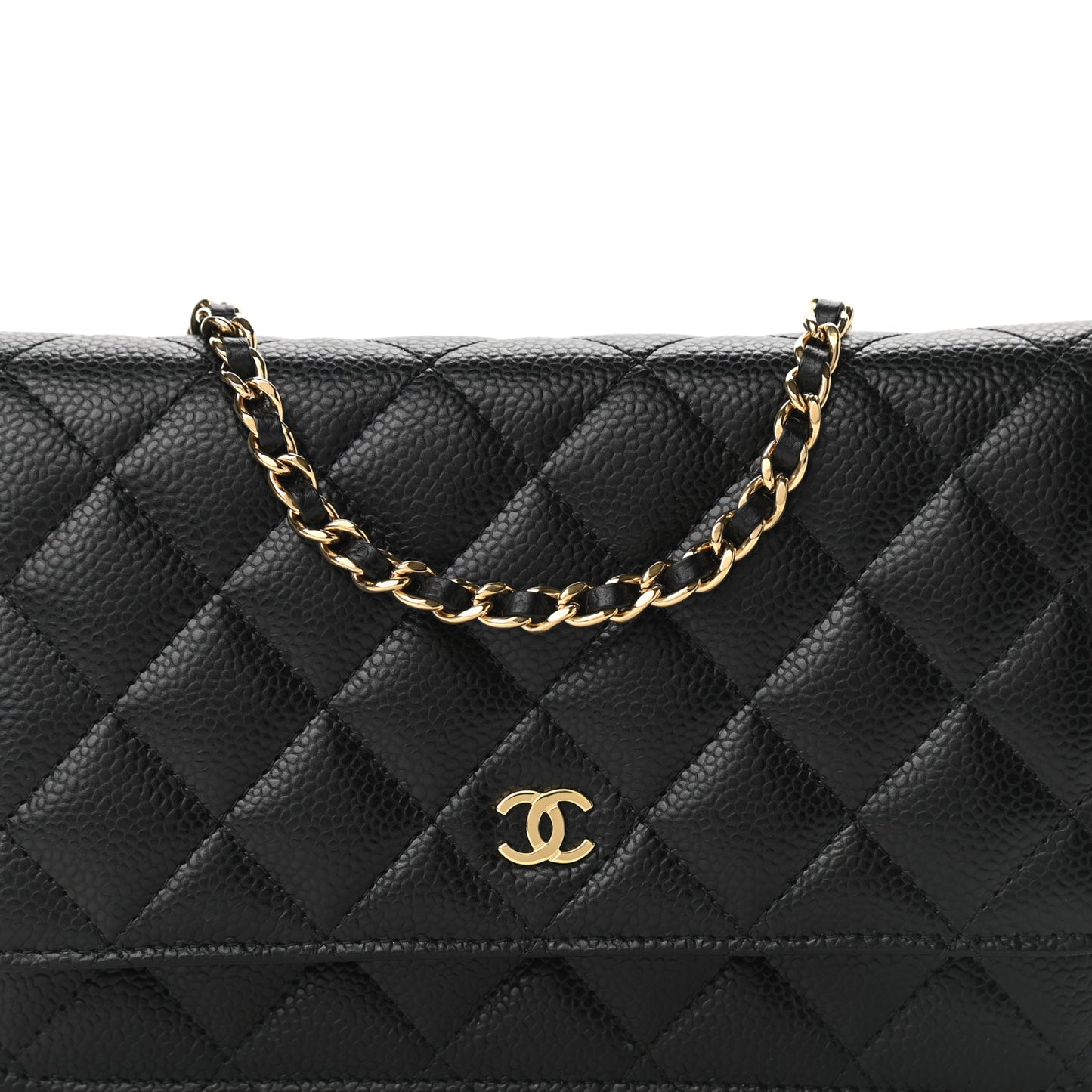 Caviar Quilted Wallet On Chain WOC Black