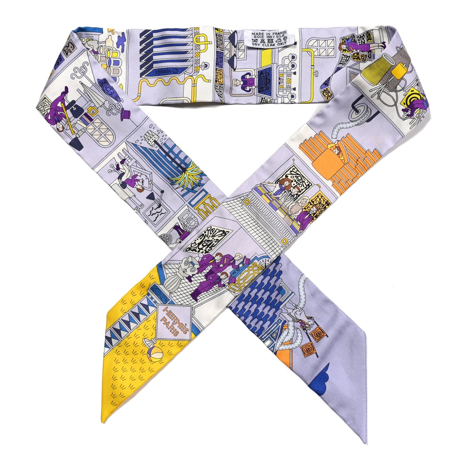 Hermes Silk La Maison des Carres Twilly Bleu Pale Jaune Vif 1 of 4