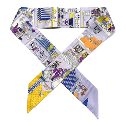 Hermes Silk La Maison des Carres Twilly Bleu Pale Jaune Vif 1 of 4