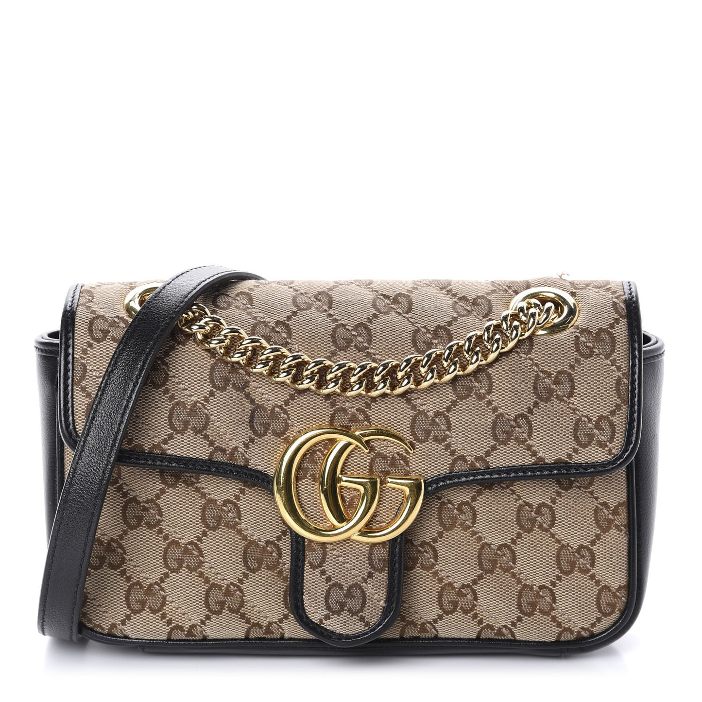 Monogram Matelasse Diagonal Mini GG Marmont Shoulder Bag Beige Black