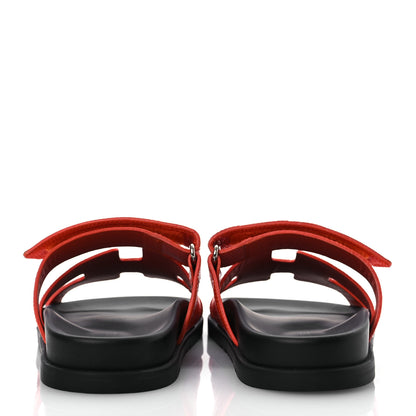 Hermes Lizard Womens Chypre Sandals 37 Orange Synthetique 6 of 11