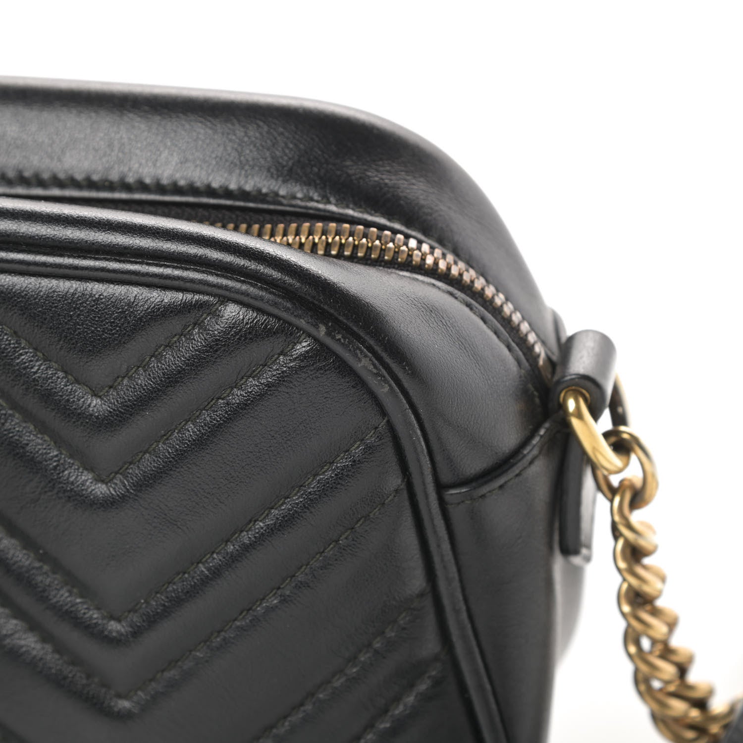 Gucci Calfskin Matelasse Small GG Marmont Chain Shoulder Bag Black 17 of 19