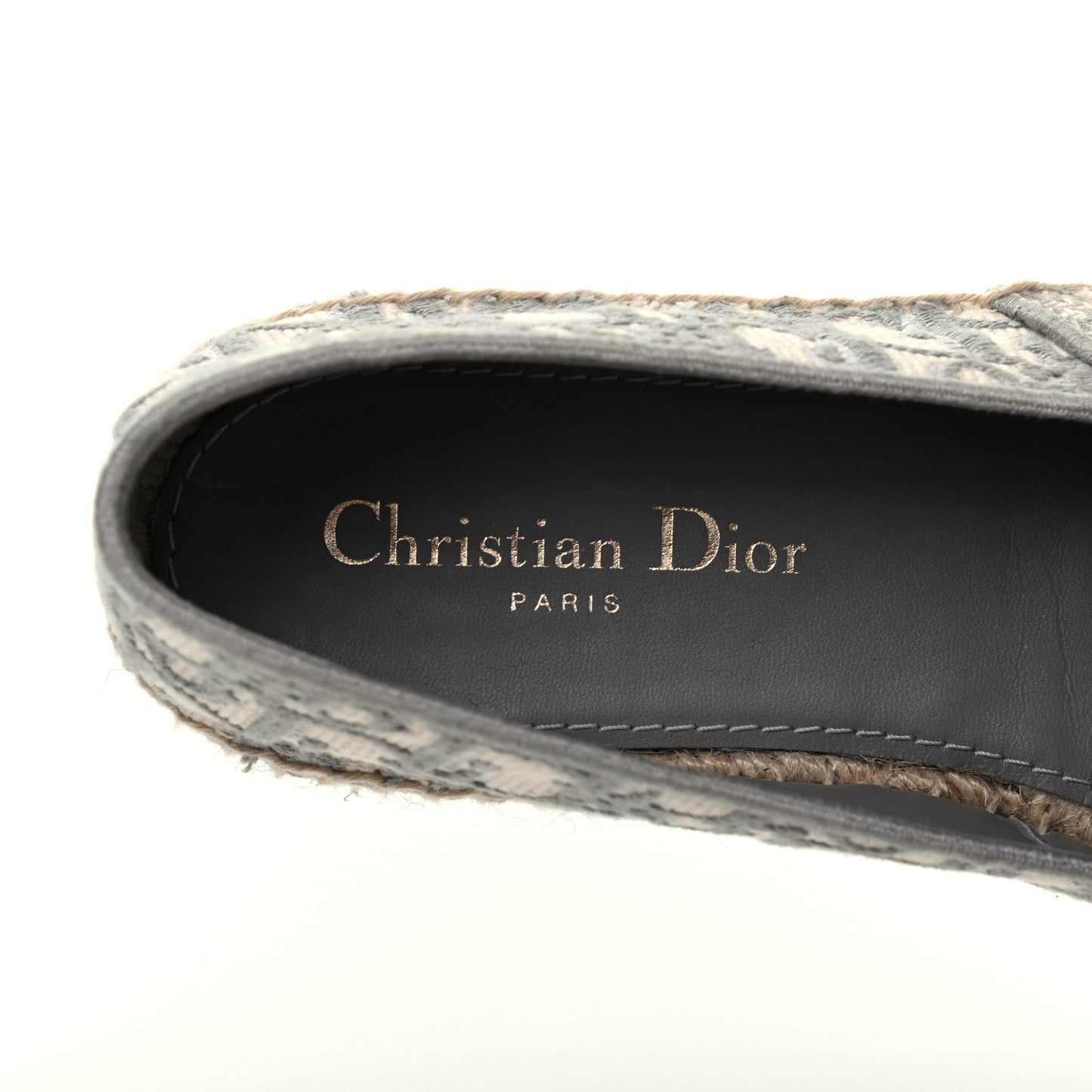 Oblique Embroidered Granville 15mm Espadrilles 38 Grey Stone