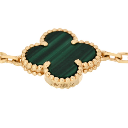 Van Cleef & Arpels 18K Yellow Gold Malachite 5 Motifs Vintage Alhambra Bracelet 3 of 5