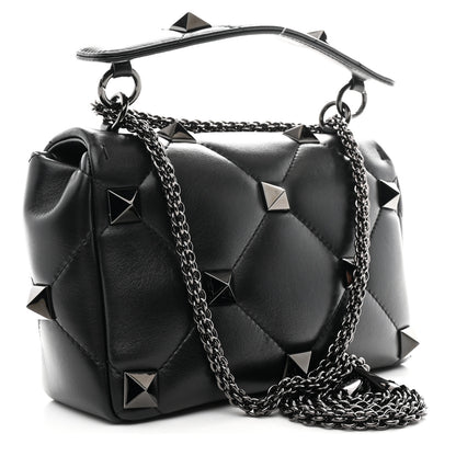 Valentino Garavani Nappa Monochrome Medium Roman Stud Shoulder Bag Black 3 of 9