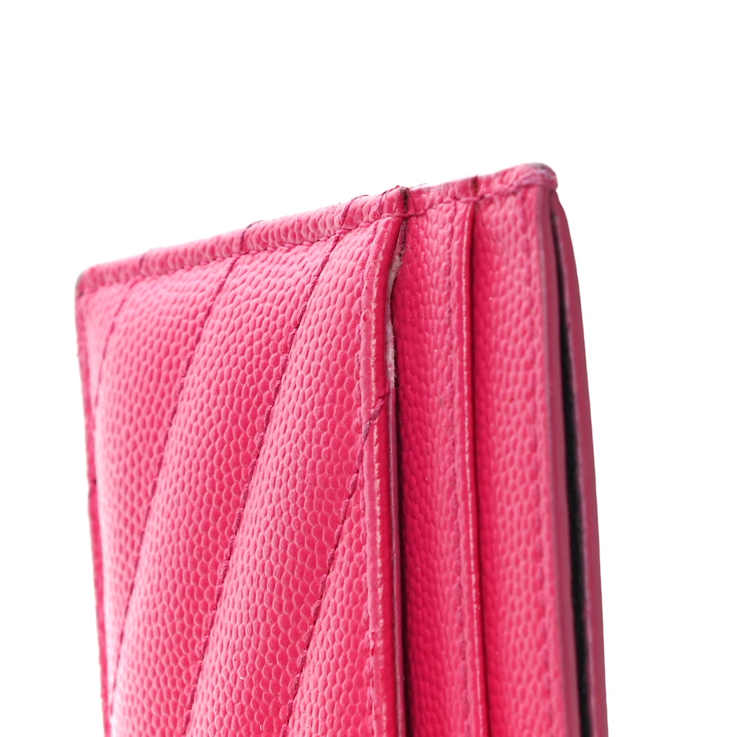 Saint Laurent Grain De Poudre Matelasse Chevron Monogram Credit Card Case Bubblegum 14 of 14