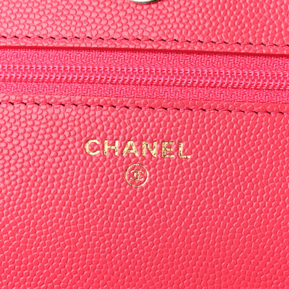 Chanel Caviar Quilted French New Wave Chain CC Wallet On Chain WOC Pink 6 of 10