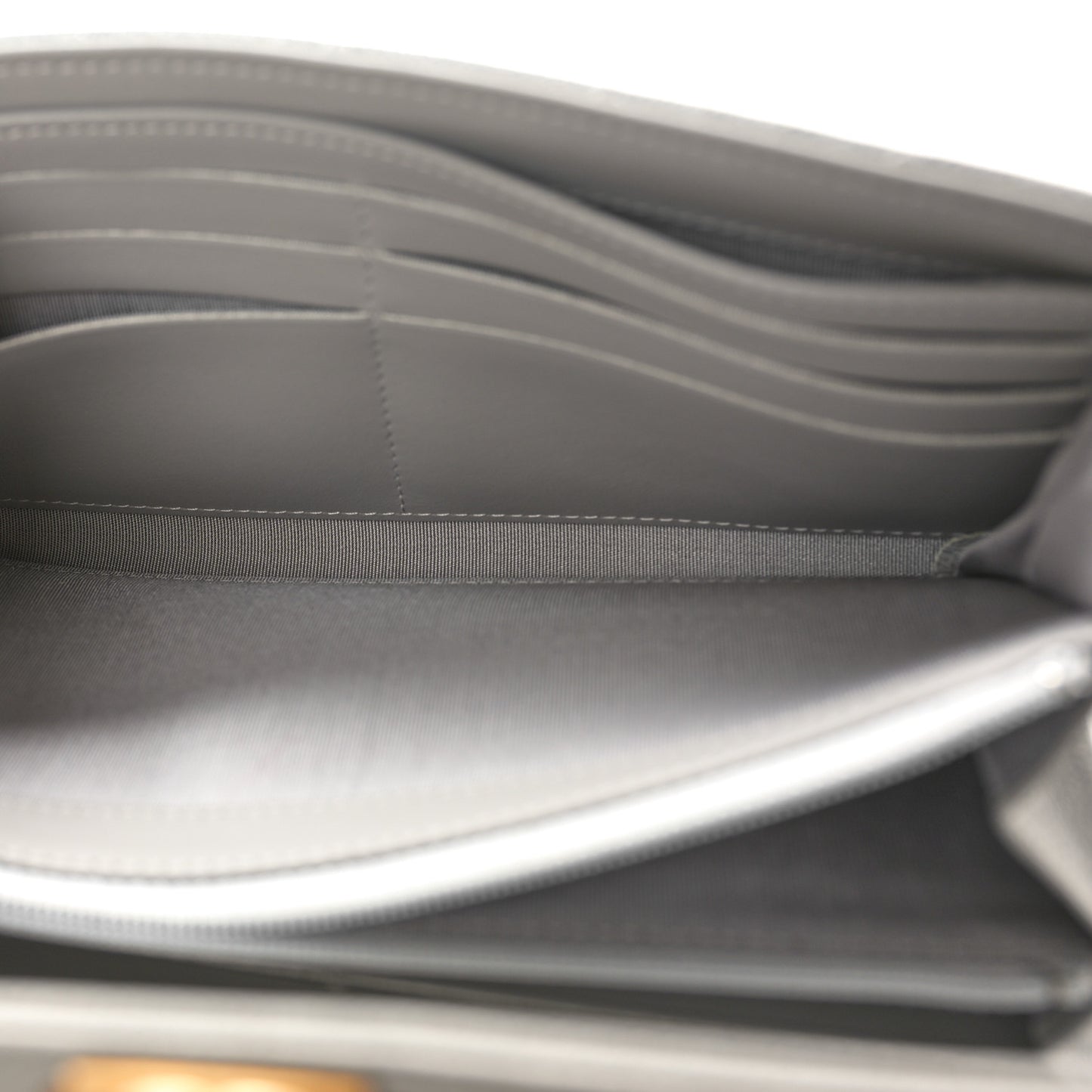 Caviar Quilted Large Boy Gusset Flap Wallet Grey