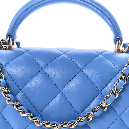 Chanel Lambskin Quilted Mini Top Handle Rectangular Flap Blue 8 of 11