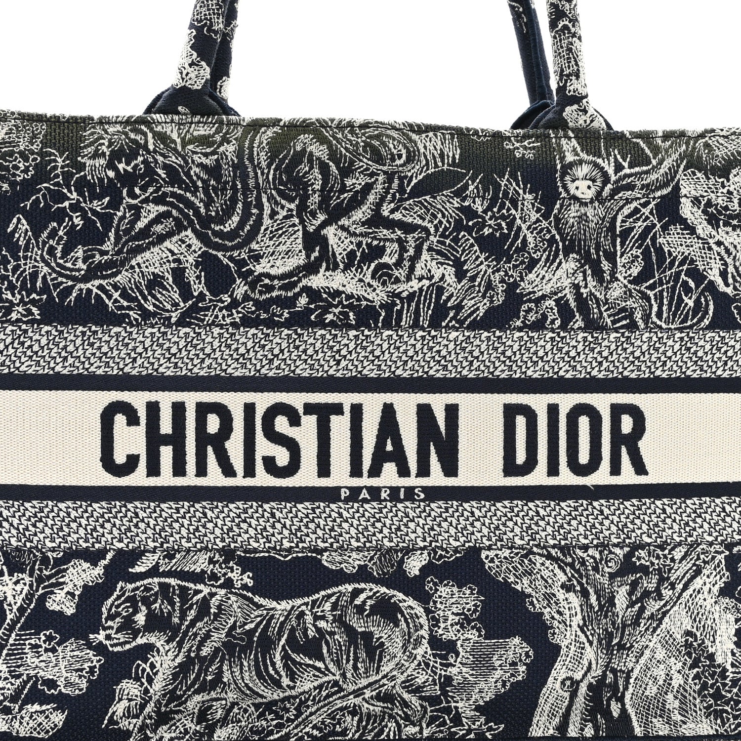 Christian Dior Canvas Embroidered Medium Dioriviera Toile De Jouy Book Tote Blue 4 of 13