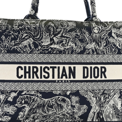 Christian Dior Canvas Embroidered Medium Dioriviera Toile De Jouy Book Tote Blue 4 of 13