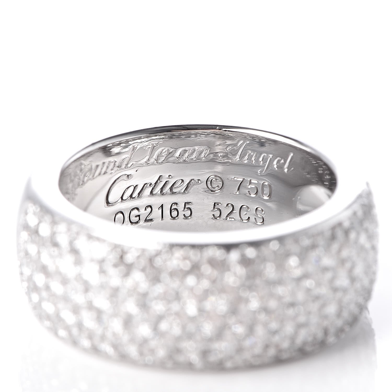 Cartier 18K White Gold Diamond 5 Row Half Paved Band Ring 53 6.25 5 of 5