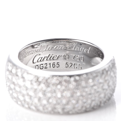 Cartier 18K White Gold Diamond 5 Row Half Paved Band Ring 53 6.25 5 of 5