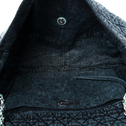 Chanel Denim Quilted Denimpression XXL Flap Blue Black 4 of 8