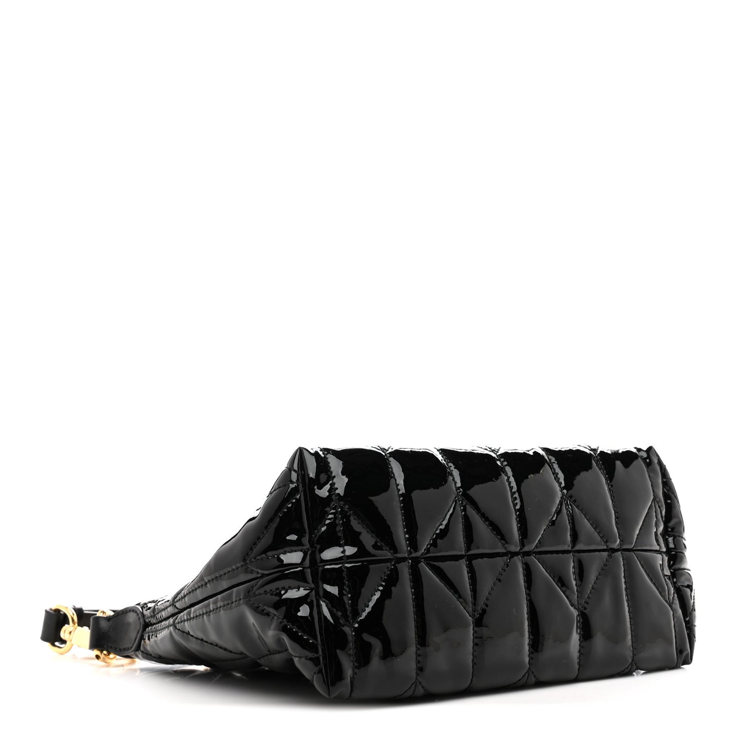 Vernice Trapunto Quilted Mini Spirit Ciré Bag Black