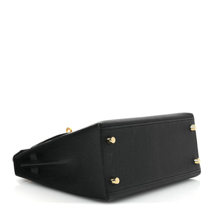Hermes Chevre Mysore Horseshoe Kelly Sellier 25 Black Rose Pourpre 4 of 11