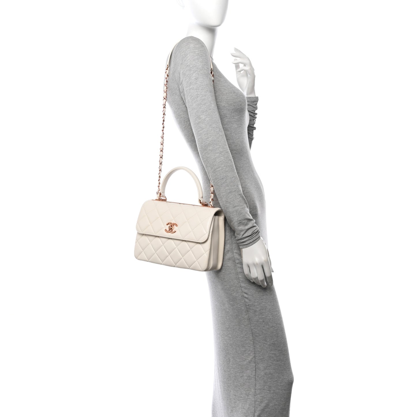 Lambskin Quilted Small Trendy CC Dual Handle Flap Bag White