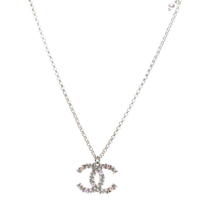 Chanel Crystal Pearl CC Pendant Necklace Gold Pink 1 of 6