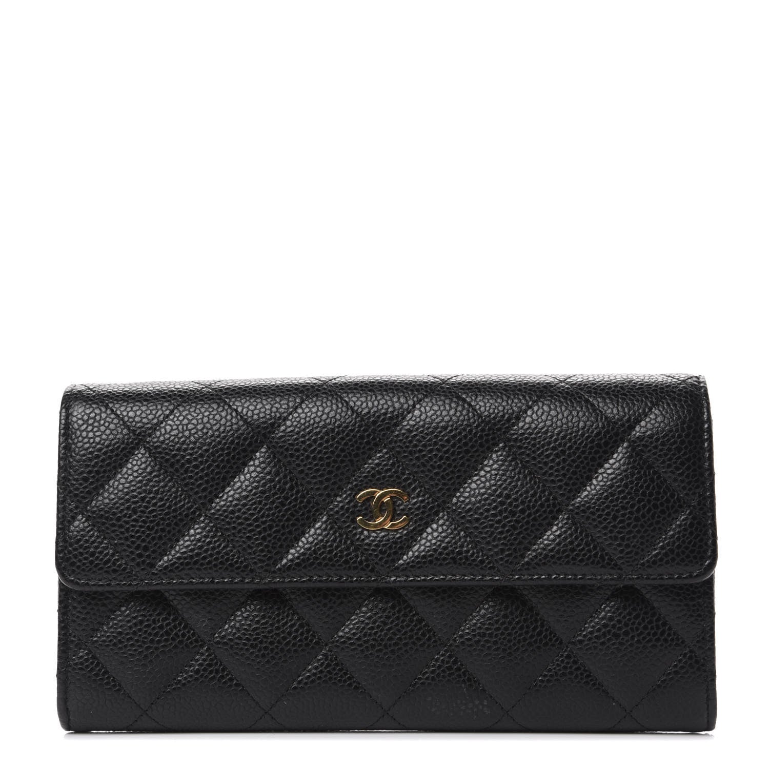 Chanel Caviar Quilted Large Gusset Flap Wallet Black 1 of 10