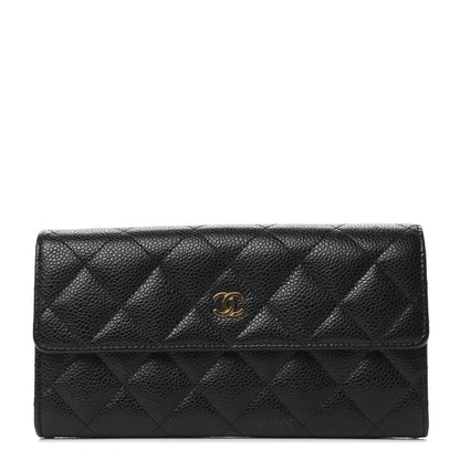 Chanel Caviar Quilted Large Gusset Flap Wallet Black 1 of 10