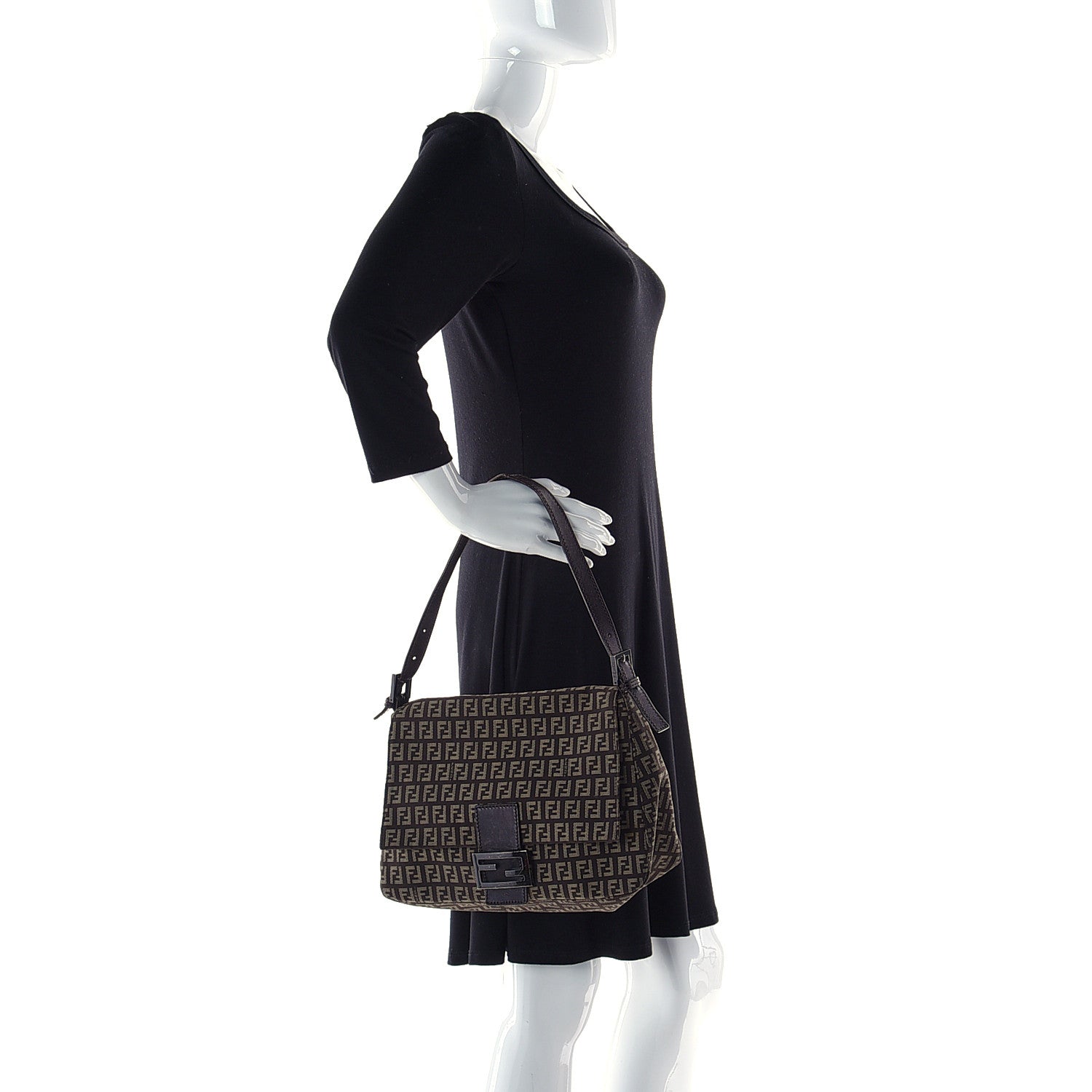 Fendi Zucchino Mama Baguette Dark Brown 2 of 11
